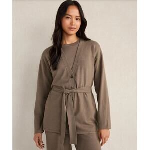 Haven Well Within Relaxed Jersey Cardigan in Slate Brown Size Medium